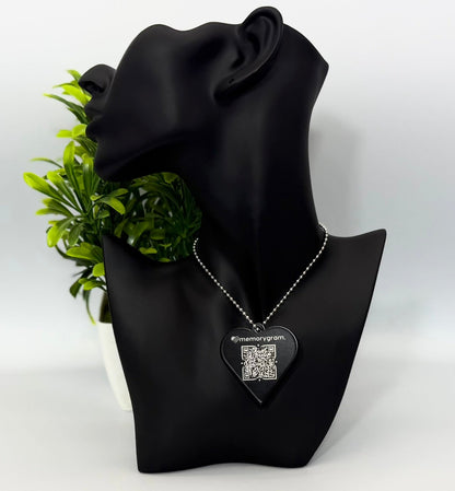 Memorial QR Heart Keychain & Necklace: Includes Virtual Memorial & Voice Feature