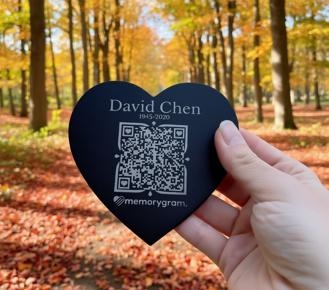 Memorygram QR Medallion: Includes Virtual Memorial & Voice Feature