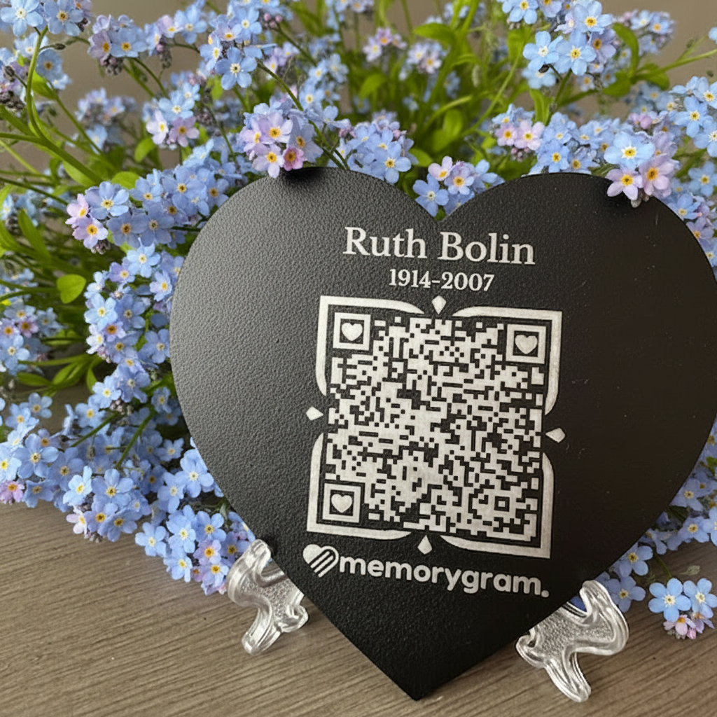 Memorygram QR Medallion: Includes Virtual Memorial & Voice Feature