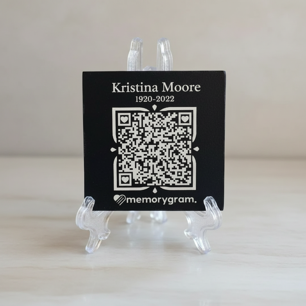 Memorygram QR Medallion: Includes Virtual Memorial & Voice Feature