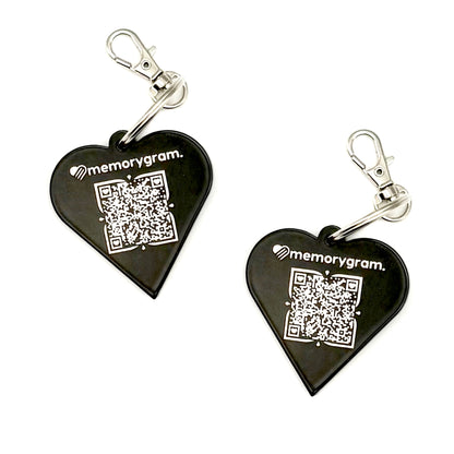 Memorial QR Heart Keychain & Necklace: Includes Virtual Memorial & Voice Feature