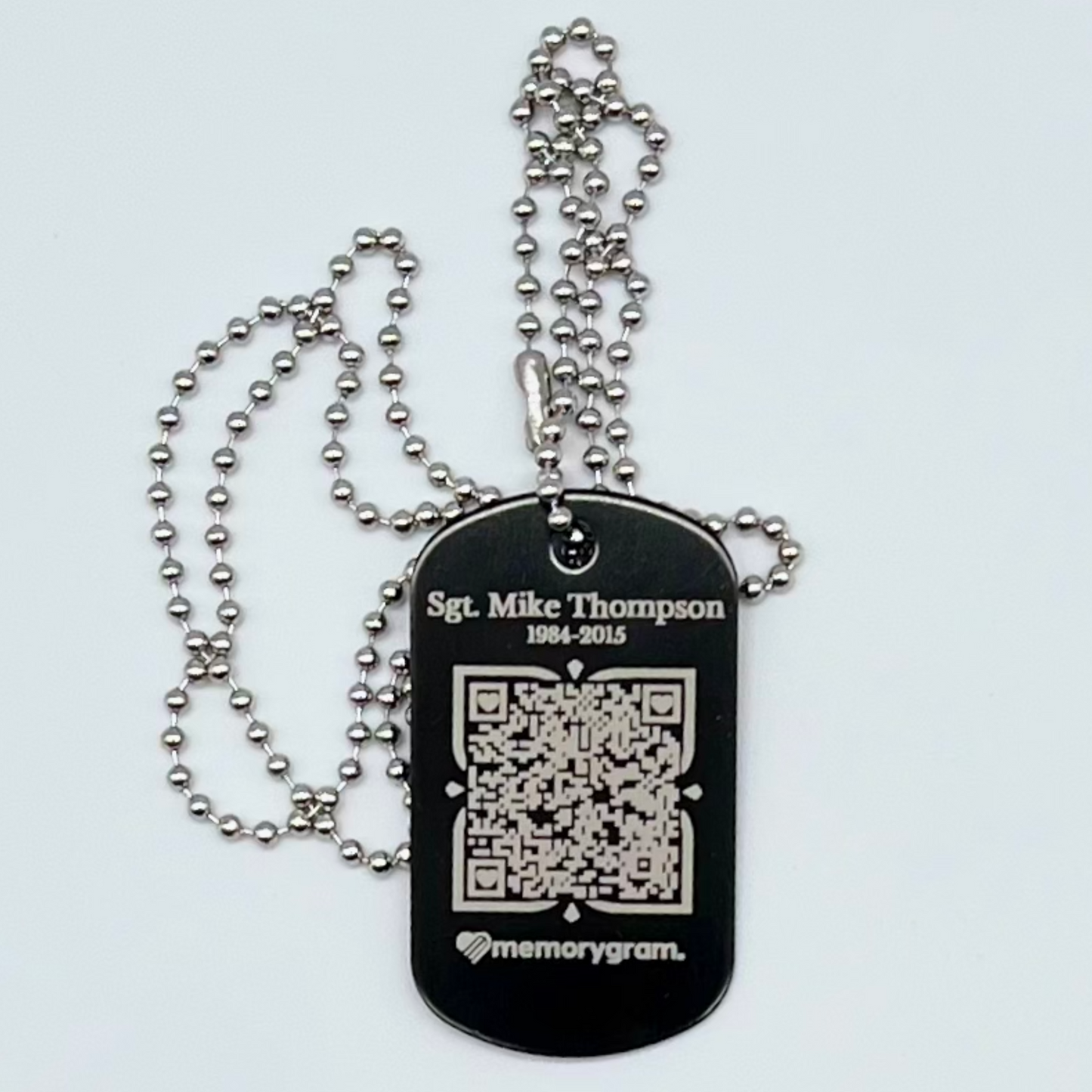 Memorial QR Dog Tag Necklace: Includes Virtual Memorial & Voice Feature