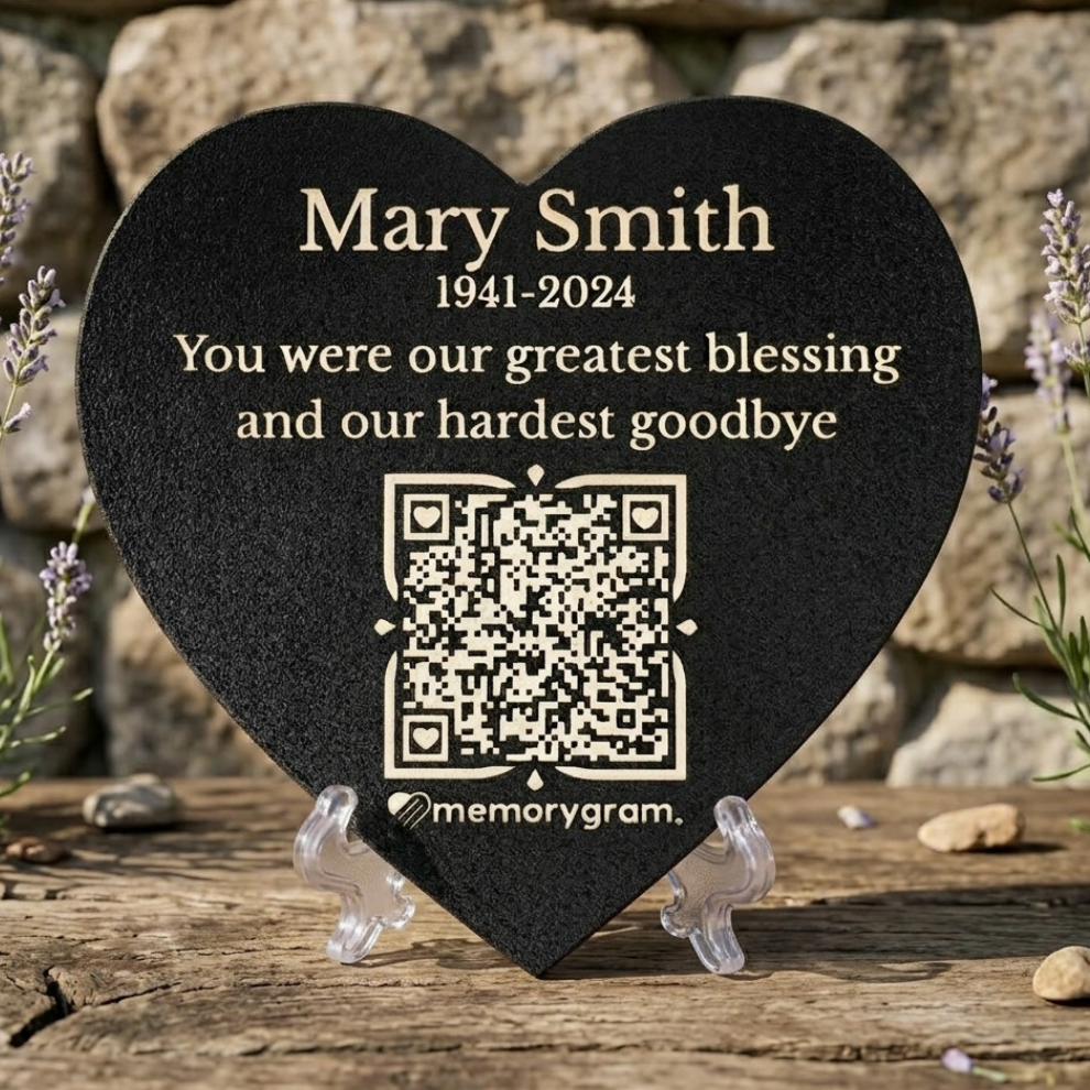 Memorygram QR Medallion: Includes Virtual Memorial & Voice Feature