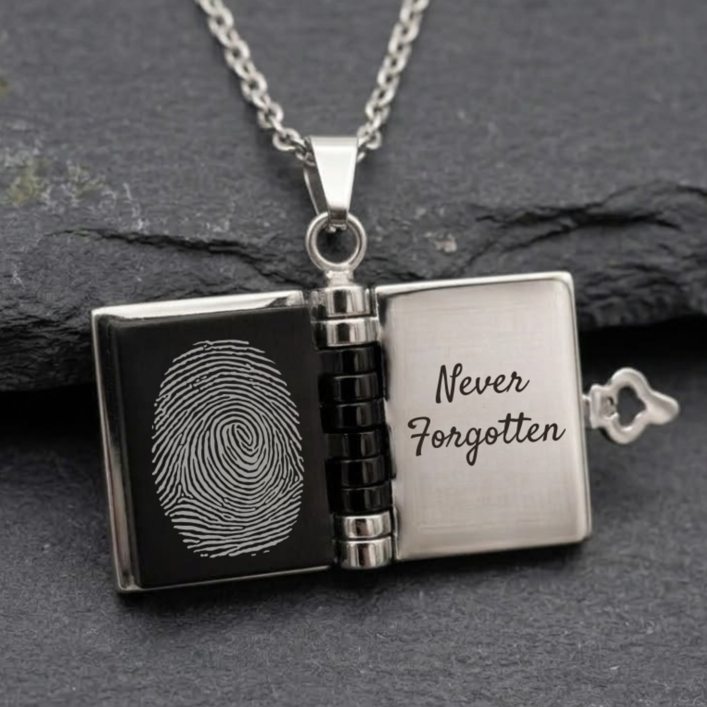 Open Remembrance Book Necklace with QR code inside