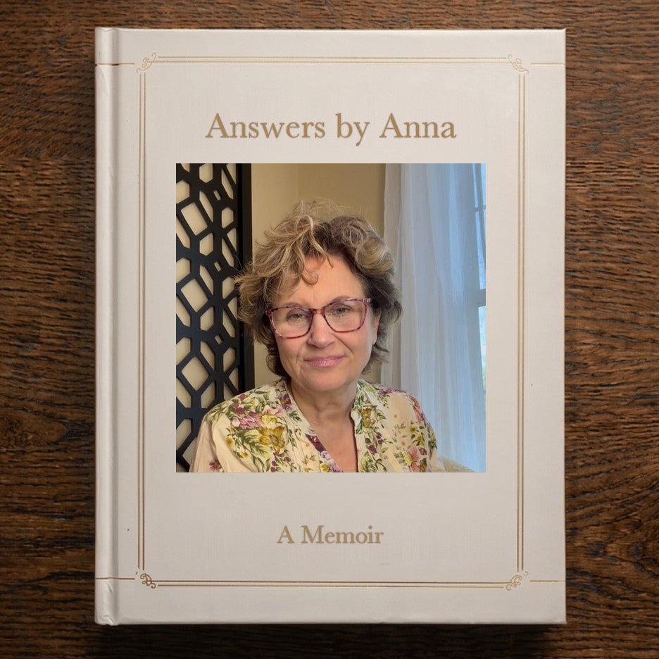 Answers by Anna, a Memorygram book with her photo on the cover